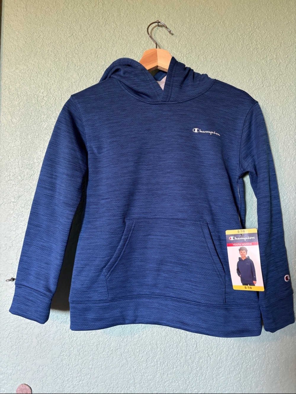 Champion Youth Blue Fleece Hoodie Boys Small 7/8 NWT